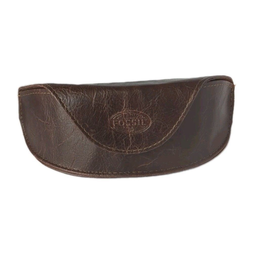Fossil Eyewear Eyeglass / Sunglass Hard Case Magnetic Closure Faux Leather Brown